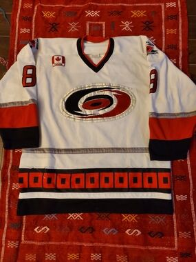 Vintafe Clarcson Hurricanes University White Hockey Jersey with Red & Black